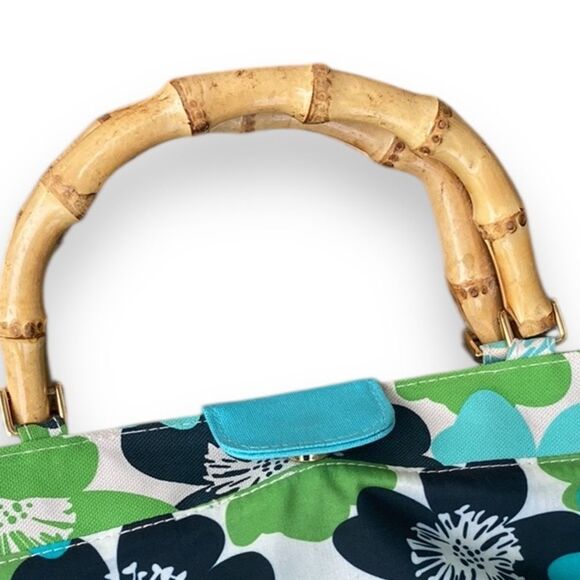 Estee Lauder Tropical Floral Tote Promotional Bag with Bamboo Handles - Picture 11 of 13